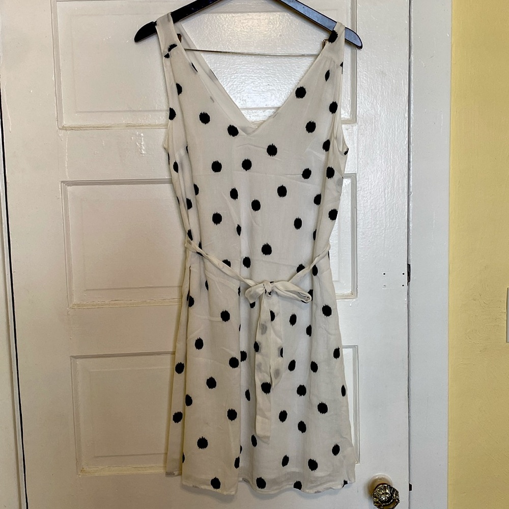 NWOT | a new day | cotton sleeveless dress sundress polka dot v neck with v back